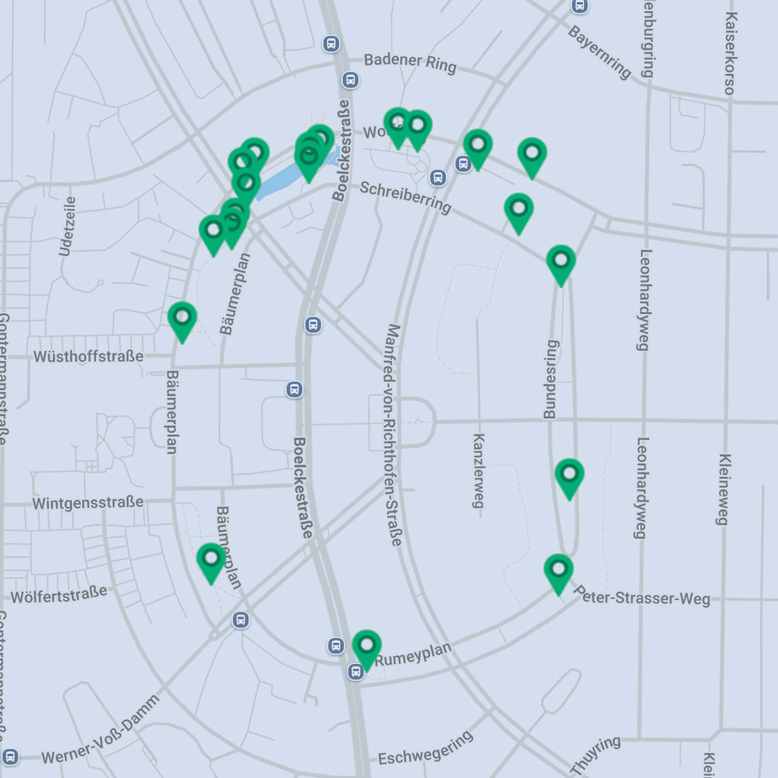 Vorschau auf die Kartenübersicht des Entdeckungspfades Parkring Neu-Tempelhof